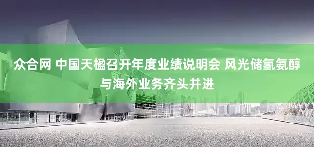 众合网 中国天楹召开年度业绩说明会 风光储氢氨醇与海外业务齐头并进